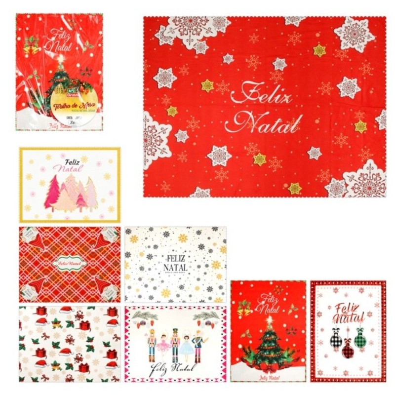 Toalha De Mesa Natalina Retangular 180cm Decoração Natal Em Poliester