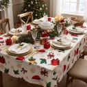 Toalha De Mesa Natalina Retangular 180cm Decoração Natal Em Poliester