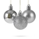 Kit 5 Bolas De Natal Prata Brilho Fosca Gliter Decoração Enfeite 6cm