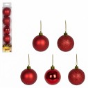 Kit 5 Bolas De Natal Vermelha Brilho Fosca Gliter Decoração Enfeite 6cm
