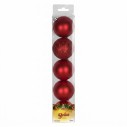 Kit 5 Bolas De Natal Vermelha Brilho Fosca Gliter Decoração Enfeite 6cm