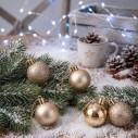 Kit 5 Bolas De Natal Champanhe Brilho Fosca Gliter Decoração Enfeite 6cm