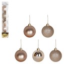 Kit 5 Bolas De Natal Champanhe Brilho Fosca Gliter Decoração Enfeite 6cm