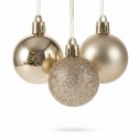Kit 5 Bolas De Natal Champanhe Brilho Fosca Gliter Decoração Enfeite 6cm
