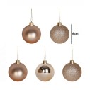 Kit 5 Bolas De Natal Champanhe Brilho Fosca Gliter Decoração Enfeite 6cm