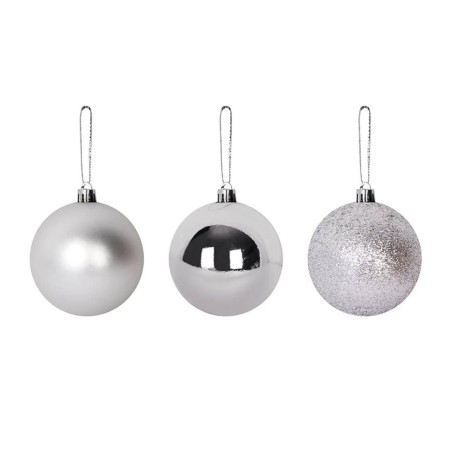 Kit 6 Bolas De Natal Prata Brilho Fosca Glitter Decoração Enfeite 4cm 2