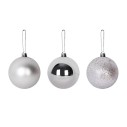 Kit 6 Bolas De Natal Prata Brilho Fosca Glitter Decoração Enfeite 4cm