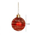 Kit 6 Bolas De Natal Vermelhas 4cm Brilho Decorada Glitter Enfeite