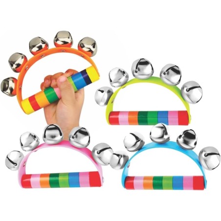 Brinquedo Pandeiro Musical Meia Lua Com Guizos Infantil Colorido
