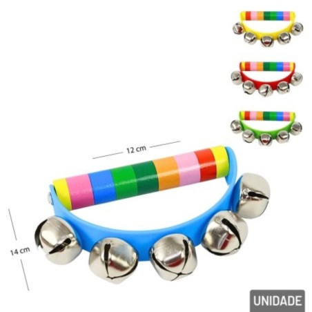 Brinquedo Pandeiro Musical Meia Lua Com Guizos Infantil Colorido