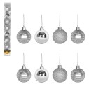 Kit 6 Bolas De Natal Prata 4cm Brilho Decorada Glitter Enfeite