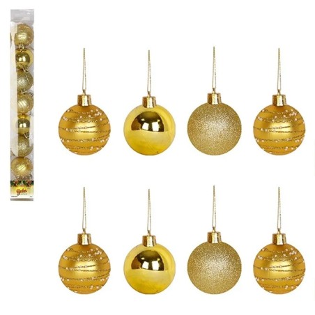 Kit 6 Bolas De Natal Dourada 4cm Brilho Decorada Glitter Enfeite
