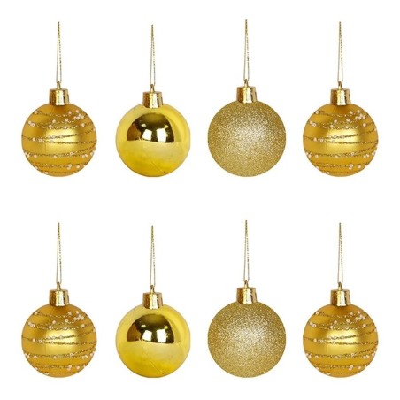 Kit 6 Bolas De Natal Dourada 4cm Brilho Decorada Glitter Enfeite