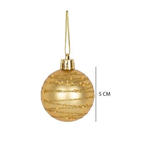 Kit 6 Bolas De Natal Dourada 4cm Brilho Decorada Glitter Enfeite