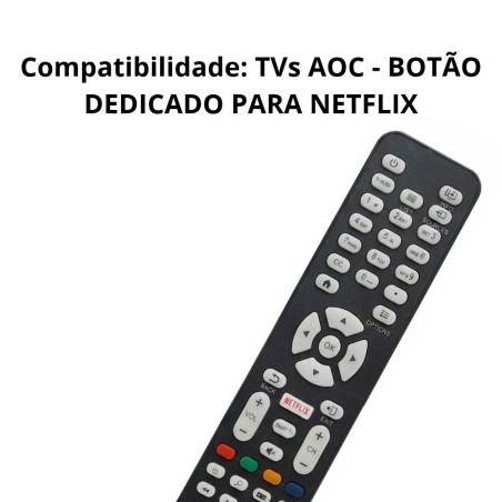 Controle Remoto Para Televisão Compatível Com TV AOC Tecla Netflix