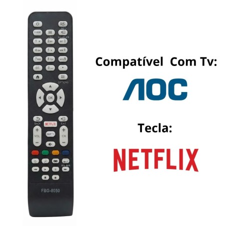 Controle Remoto Para Televisão Compatível Com TV AOC Tecla Netflix