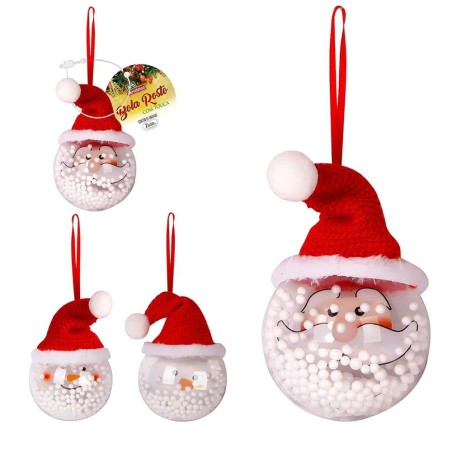Bola Natalina Transparente Enfeite Bonecos Neve Noel