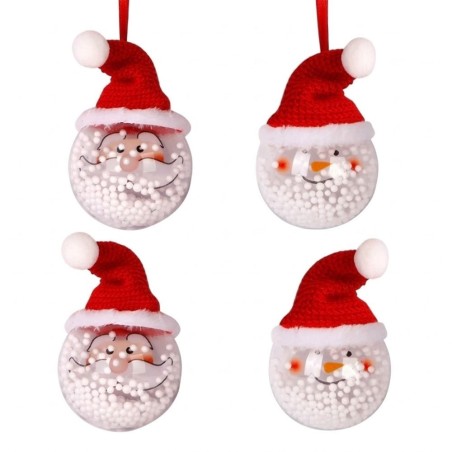 Bola Natalina Transparente Enfeite Bonecos Neve Noel