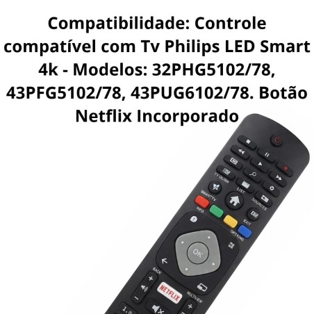 Controle Remoto Para Televisão Compatível Com TV Philips