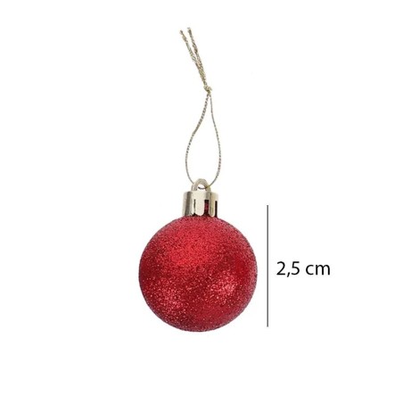 Kit 7 Bolas Enfeite Natal 2,5cm Vermelha Decoração Árvore