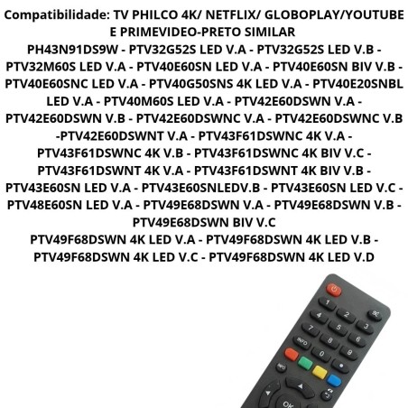 Controle Remoto Para Televisão Compatível Com TV Philco
