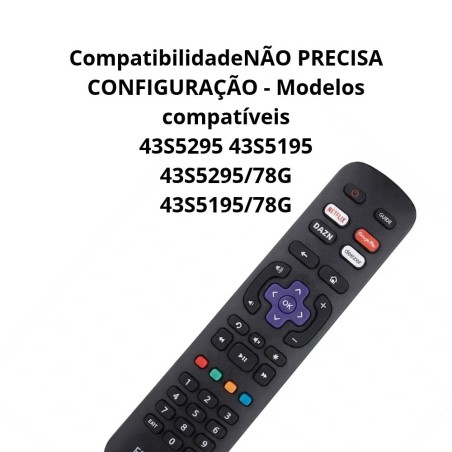 Controle Remoto Para Televisão Compatível Com TV AOC e Roku