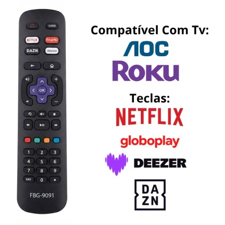 Controle Remoto Para Televisão Compatível Com TV AOC e Roku
