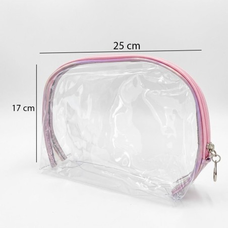 Kit 3 Necessaires Organizadoras Pelúcia E Transparente Maquiagem