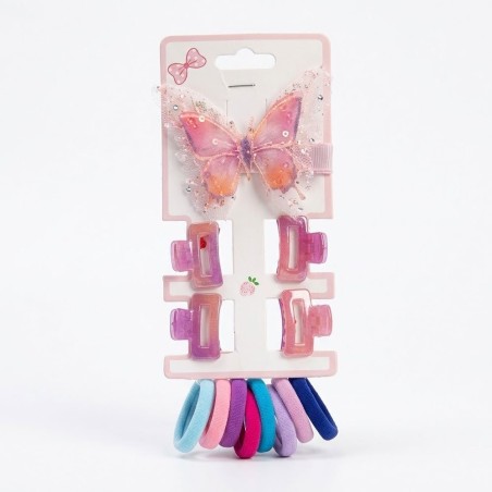 Kit Acessórios De Cabelo Infantil Borboleta Com Piranhas E Xuxinhas