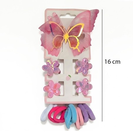 Kit Acessórios De Cabelo Infantil Borboleta Com Piranhas E Xuxinhas