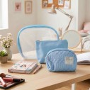 Kit 3 Necessaires Organizadoras Transparente E Tecido Viagem Maquiagem