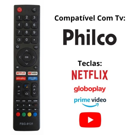 Controle Remoto Moderno Para Televisão Compatível Com TV Philco Smart