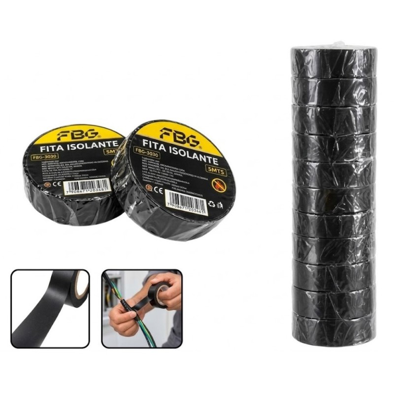 Kit 10 Fita Isolante Multiuso Elétrica 5 Metros