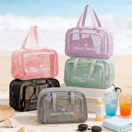 Necessaire Bolsa Grande Feminina Transparente Impermeável Viagem