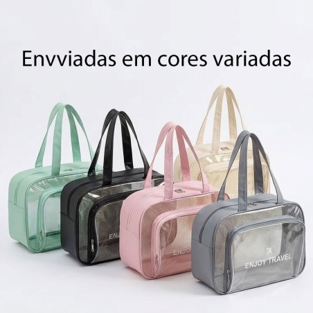 Necessaire Bolsa Grande Feminina Transparente Impermeável Viagem 2