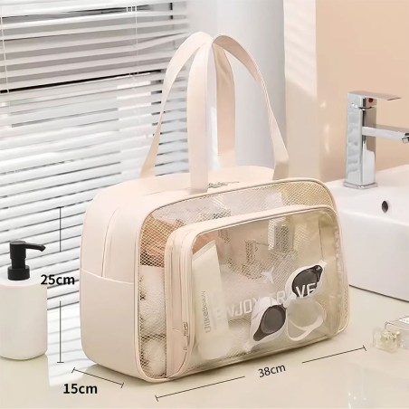 Necessaire Bolsa Grande Feminina Transparente Impermeável Viagem