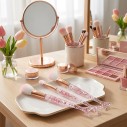 Kit 4 Pincéis Sereia Para Maquiagem Cabo Transparente Com Glitter