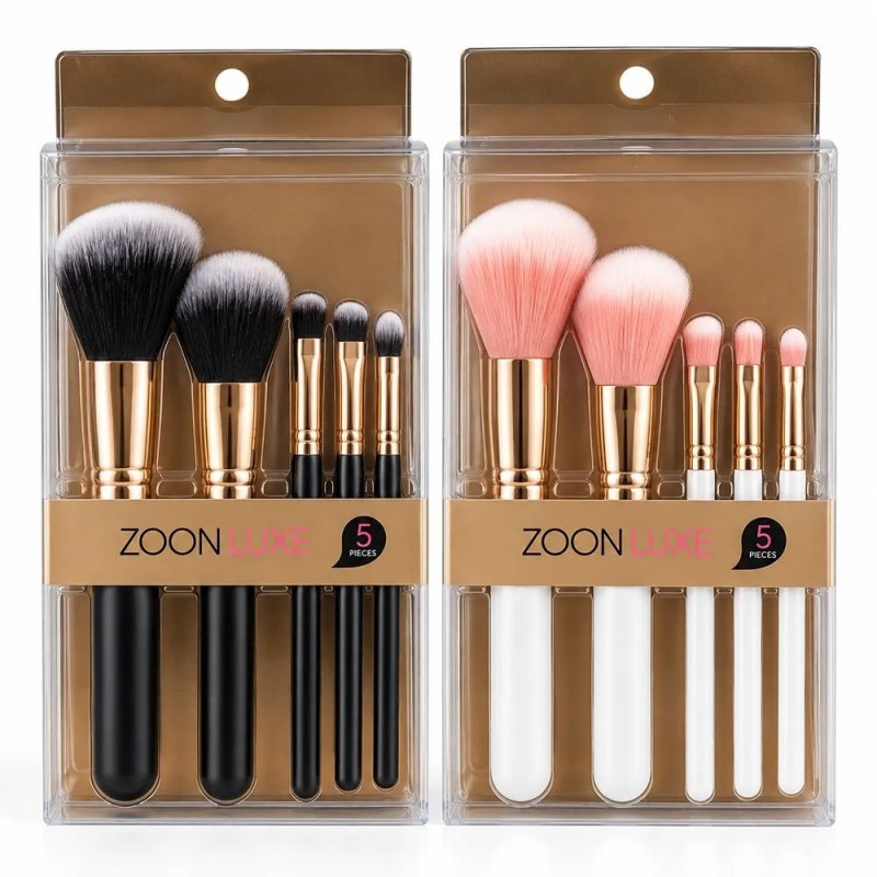 Kit Pincéis Para Maquiagem 5 Peças Com Cerdas Macias