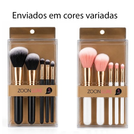 Kit Pincéis Para Maquiagem 5 Peças Com Cerdas Macias