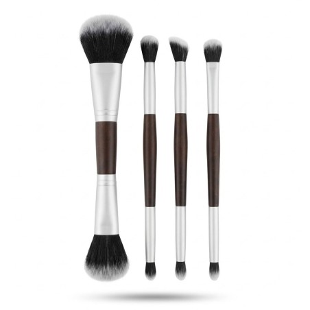 Kit 4 Pincéis Ponta Dupla De Maquiagem Rosto E Olhos 8 Funções