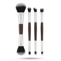 Kit 4 Pincéis Ponta Dupla De Maquiagem Rosto E Olhos 8 Funções