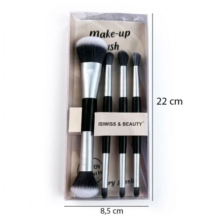 Kit 4 Pincéis Ponta Dupla De Maquiagem Rosto E Olhos 8 Funções