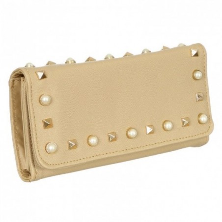 Carteira Transversal Com Spikes E PÉrolas
